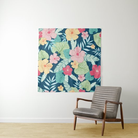 ヴィンテージ熱帯夏ハワイの継ぎ目のない模様  タペストリー (インサイチュ)