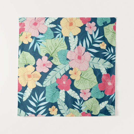 ヴィンテージ熱帯夏ハワイの継ぎ目のない模様  タペストリー (正面)