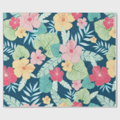 ヴィンテージ熱帯夏ハワイの継ぎ目のない模様  ラッピングペーパー (フラット)