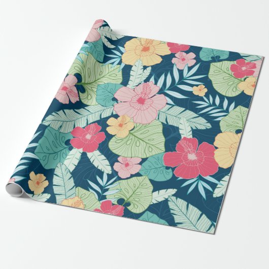 ヴィンテージ熱帯夏ハワイの継ぎ目のない模様  ラッピングペーパー (アンロールド)