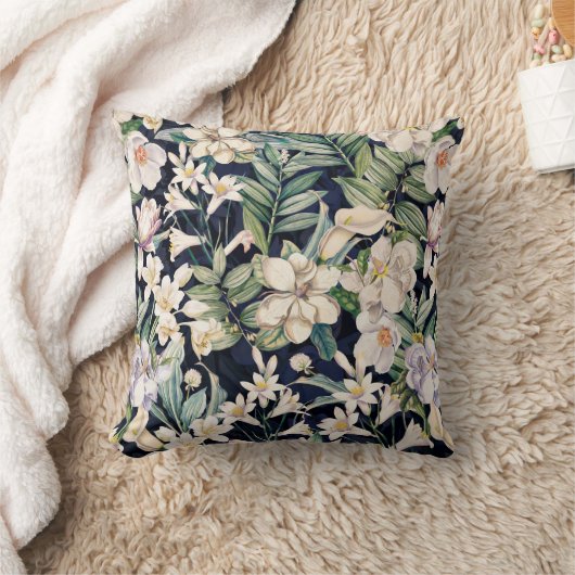 ヴィンテージ熱帯夜花装飾用クッション クッション (ブランケット)