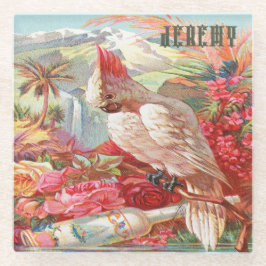 ヴィンテージ熱帯性コカトゥー ガラスコースター