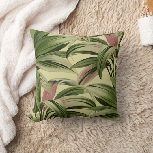 ヴィンテージ熱帯性パームボタニカルウォーターカラークリーム クッション (ブランケット)