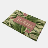 ヴィンテージ熱帯性パームボタニカルウォーターカラークリーム ドアマット (アングル)