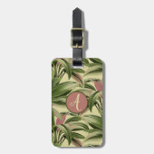 ヴィンテージ熱帯性パームボタニカルウォーターカラークリーム ラゲッジタグ (正面縦)