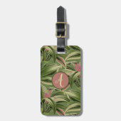 ヴィンテージ熱帯性パームボタニカルウォーターカラーグリーン ラゲッジタグ (正面縦)