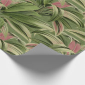 ヴィンテージ熱帯性パームボタニカルウォーターカラーグリーン ラッピングペーパー (角)
