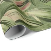 ヴィンテージ熱帯性パームボタニカルウォーターカラーグリーン ラッピングペーパー (ロールコーナー)