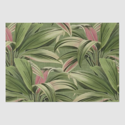 ヴィンテージ熱帯性パームボタニカルウォーターカラーグリーン 薄葉紙 (正面)
