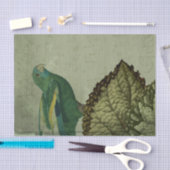 ヴィンテージ熱帯性緑のオウム 薄葉紙 (クラフト)