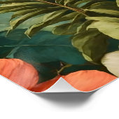 ヴィンテージ熱帯性花、植物とオウム ポスター (コーナー)