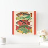 ヴィンテージ熱帯海魚 スクエア壁時計 (ホーム)