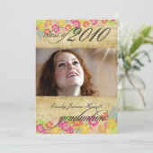 ヴィンテージ熱帯花の目盛りパーティー 招待状 (スタンド正面)