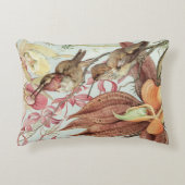 ヴィンテージ熱帯蘭、花とハミングバード アクセントクッション (正面)