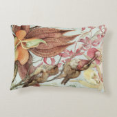 ヴィンテージ熱帯蘭、花とハミングバード アクセントクッション (裏面)