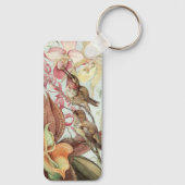 ヴィンテージ熱帯蘭、花とハミングバード キーホルダー (裏面)