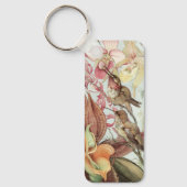 ヴィンテージ熱帯蘭、花とハミングバード キーホルダー (正面)
