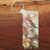 ヴィンテージ熱帯蘭、花とハミングバード キーホルダー (正面)