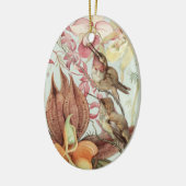 ヴィンテージ熱帯蘭、花とハミングバード セラミックオーナメント (左)