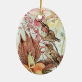 ヴィンテージ熱帯蘭、花とハミングバード セラミックオーナメント (正面)