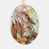 ヴィンテージ熱帯蘭、花とハミングバード セラミックオーナメント (裏面)