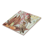 ヴィンテージ熱帯蘭、花とハミングバード タイル (側面)