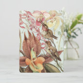 ヴィンテージ熱帯蘭、花とハミングバード 招待状 (スタンド正面)