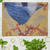 ヴィンテージ熱帯青魚サンゴ海の海生活 キッチンタオル (折り畳み)