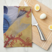 ヴィンテージ熱帯青魚サンゴ海の海生活 キッチンタオル (四つ折り)