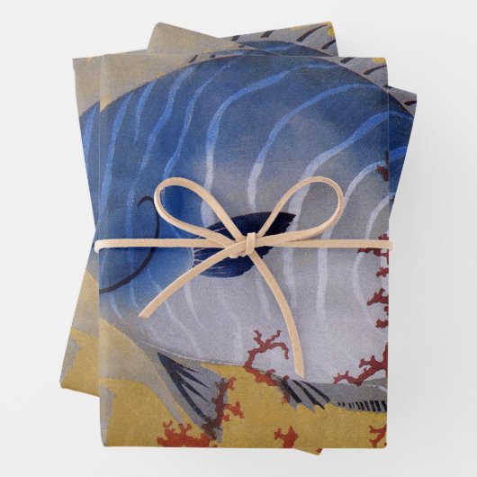 ヴィンテージ熱帯青魚サンゴ海の海生活 ラッピングペーパーシート (インサイチュ)