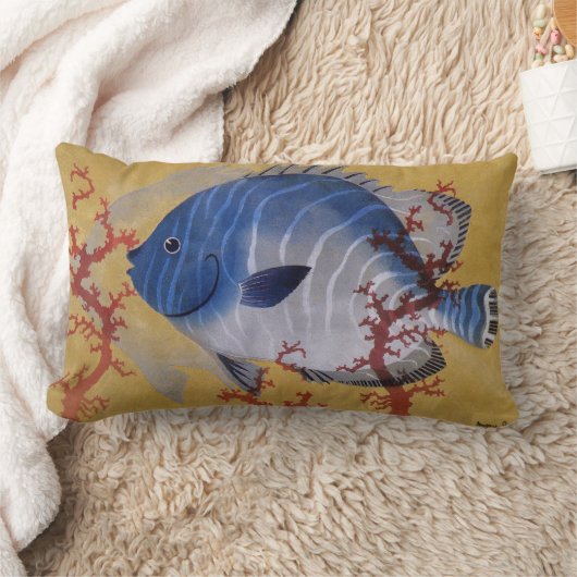 ヴィンテージ熱帯青魚サンゴ海の海生活 ランバークッション (ブランケット)