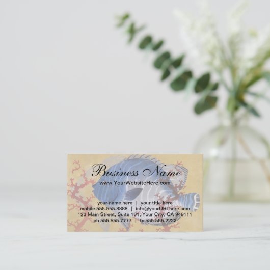 ヴィンテージ熱帯青魚サンゴ海の海生活 名刺 (スタンド正面)