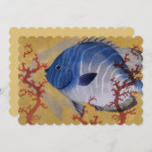ヴィンテージ熱帯青魚サンゴ海の海生活 招待状 (正面/裏面)