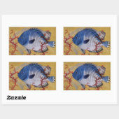 ヴィンテージ熱帯青魚サンゴ海の海生活 長方形シール (シート)