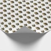 ヴィンテージ熱帯魚スケッチブラックシルバー金ゴールド ラッピングペーパー (角)