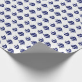 ヴィンテージ熱帯魚スケッチブルーストライプの ラッピングペーパー (角)