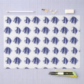 ヴィンテージ熱帯魚スケッチブルーストライプの 薄葉紙 (クラフト)