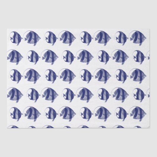 ヴィンテージ熱帯魚スケッチブルーストライプの 薄葉紙 (正面)