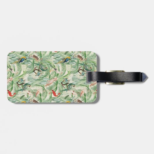 ヴィンテージ熱帯鳥とヤシ離れ類 ラゲッジタグ (裏面横)