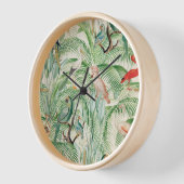 ヴィンテージ熱帯鳥とヤシ離れ類 壁時計 (傾斜)