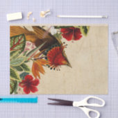 ヴィンテージ熱帯鳥と花 薄葉紙 (クラフト)