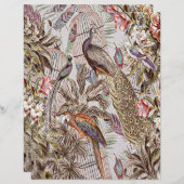 ヴィンテージ熱帯鳥の折り紙紙 (正面/裏面)