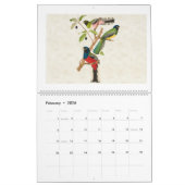 ヴィンテージ熱帯鳥イラスト2026 カレンダー (2月 2026)