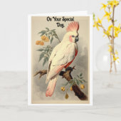 ヴィンテージ熱帯鳥誕生日グリーティングカード カード (黄色い花)