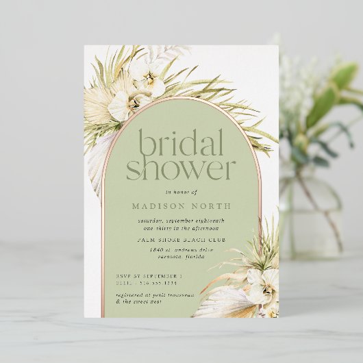 ヴィンテージ熱帯 |ブライダルシャワーフォイル招待状 箔招待状 (立ち正面)