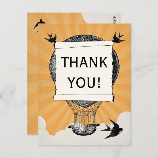 ヴィンテージ熱気球ありがとう結婚さん ポストカード (正面/裏面)
