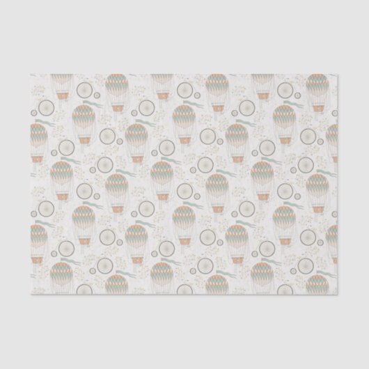 ヴィンテージ熱気球と白い三輪車 薄葉紙 (正面)