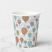 ヴィンテージ熱気球と雲のパターン 紙コップ (裏面)