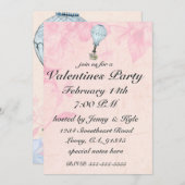 ヴィンテージ熱気球に乗るバレンタイン招待状 招待状 (正面/裏面)