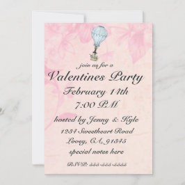 ヴィンテージ熱気球に乗るバレンタイン招待状 招待状